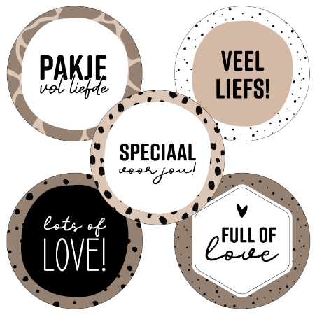 Stickers veel liefs/lots of love/speciaal voor jou mix