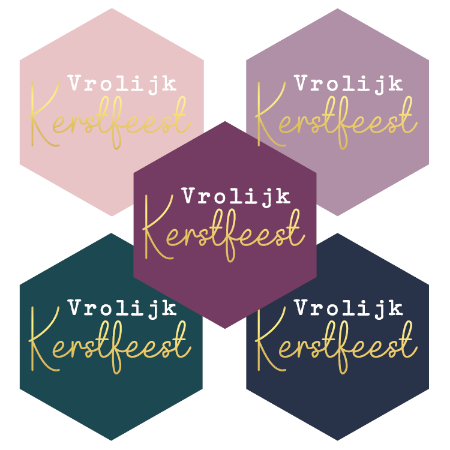 Stickers Vrolijk kerstfeest mix (zeshoek)