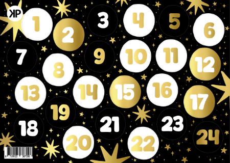 Stickervel advent zwart/goud/wit