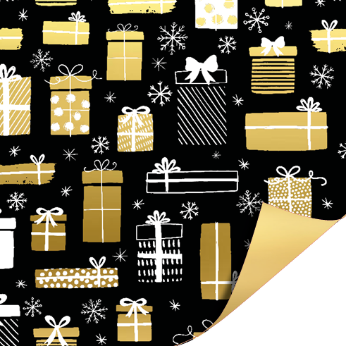 Cadeaupapier gifts black/gold 70cm