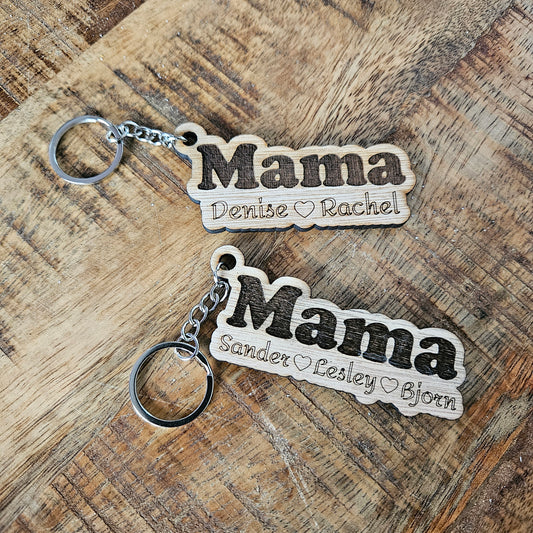 Keyring wood | mom with names