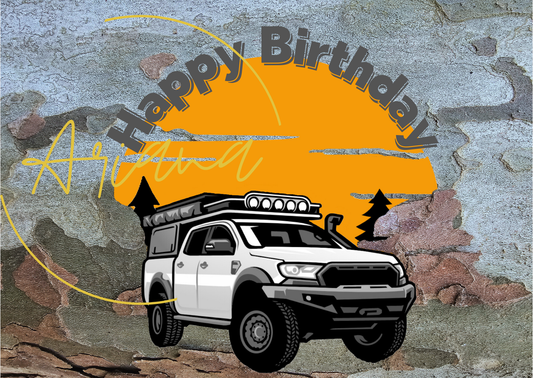 Card Happy birthday, jeep