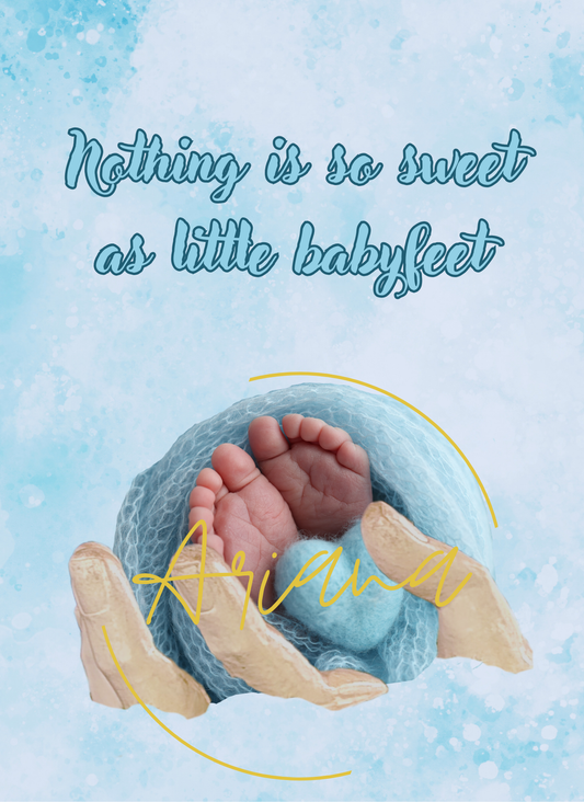 Card Nothing is so sweet as little babyfeet, blue