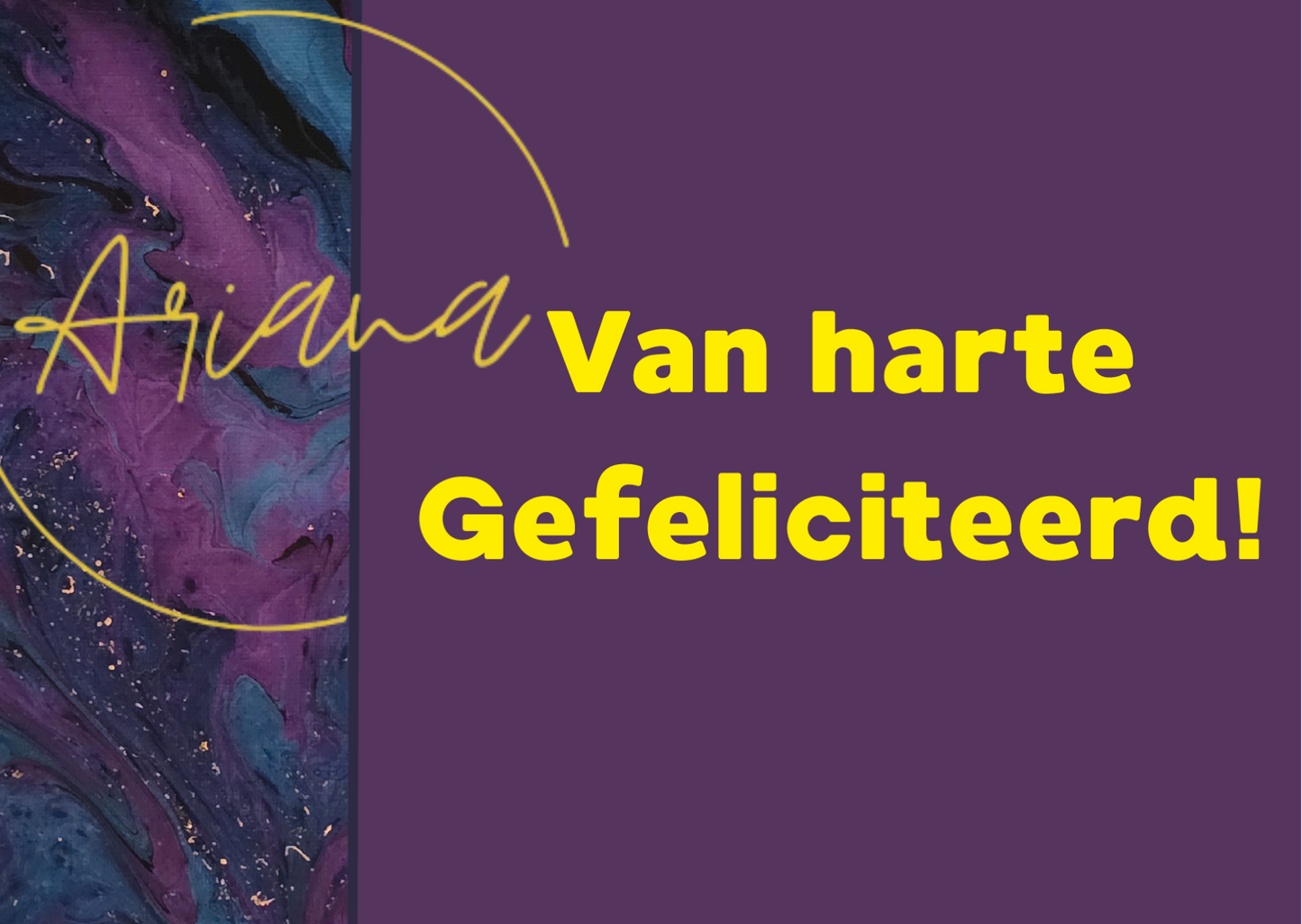 Kaart - Van harte gefeliciteerd paars goudfolie