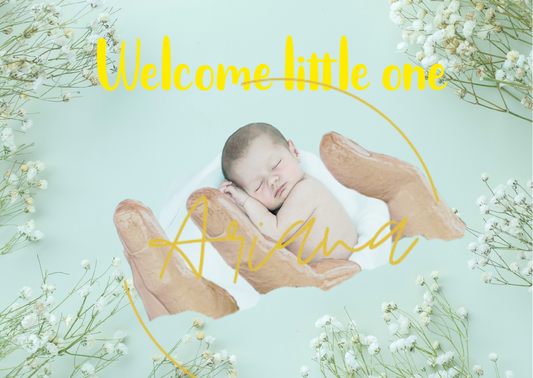 Kaart - Welcome little one mint goudfolie