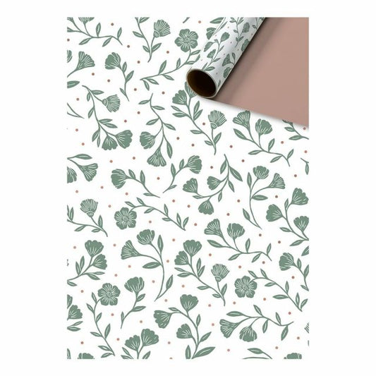 Gift wrapping paper green flowers 70cm