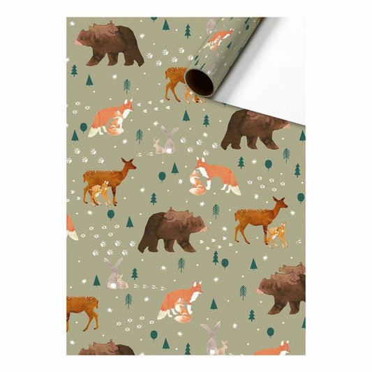 Gift wrap ABC animals beige-blue 70cm