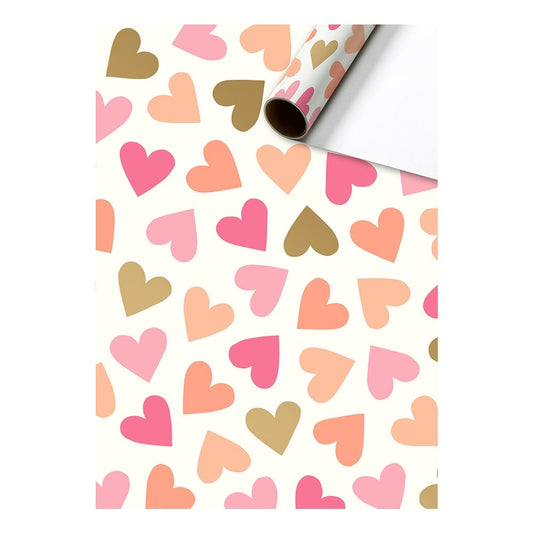 Gift wrapping paper hearts | pink/gold/salmon 70cm