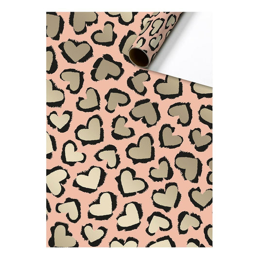 Gift wrapping paper leopard hearts 70cm