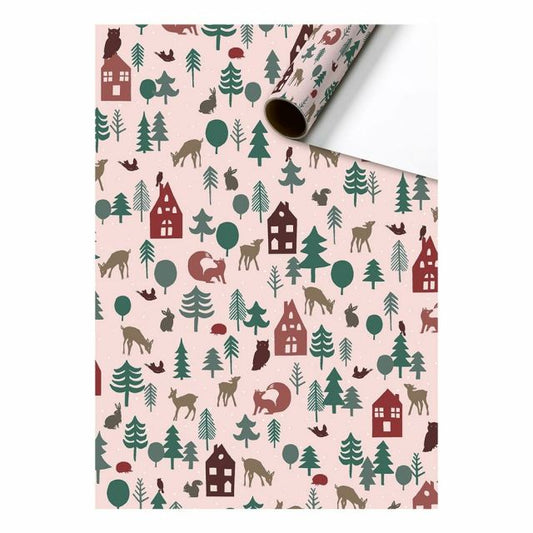 Gift wrapping paper forest pink 70cm