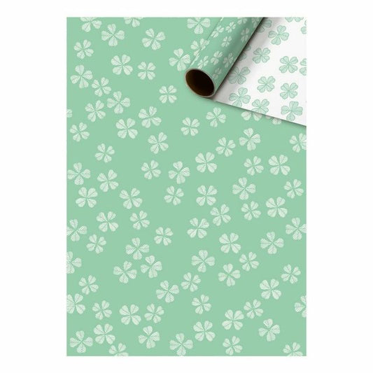 Gift wrapping paper clovers mint green 70cm