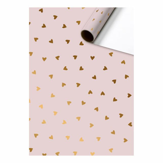 Gift wrapping paper hearts | pink/gold 70cm