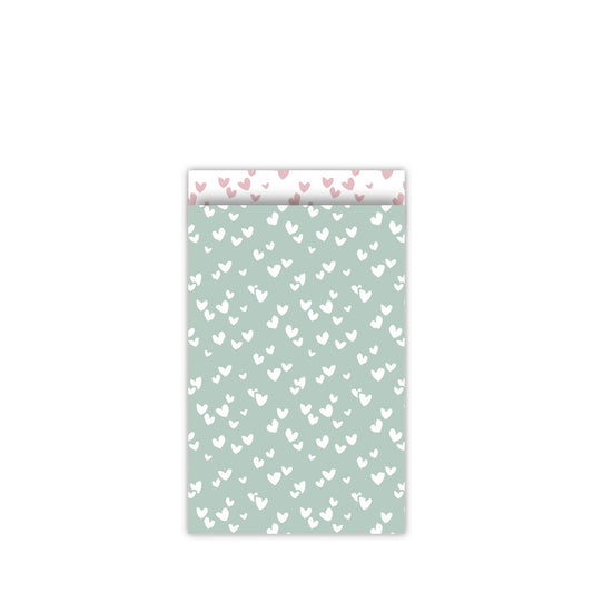 Gift bags - solo hearts mint/white - M 