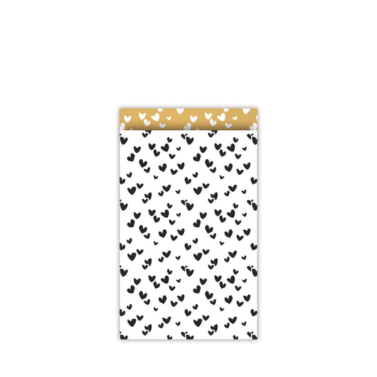 Gift bags - solo hearts white/black - M 