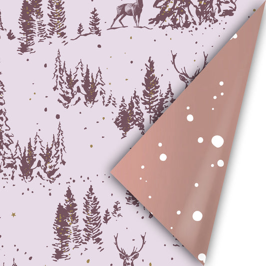 Cadeaupapier reindeer forest | lila-paars 50cm