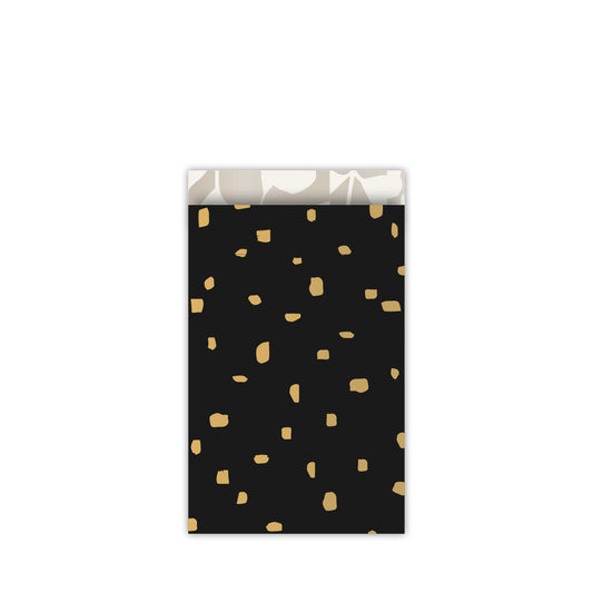 Cadeauzakjes Minimal dots | zwart/goud - M