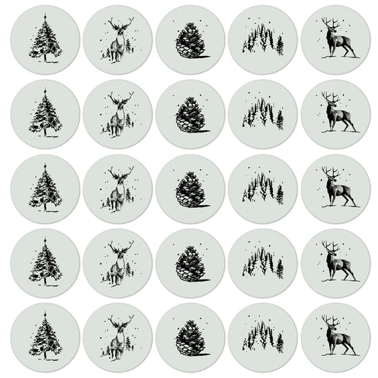 Stickers Reindeer forest - Salie/zwart