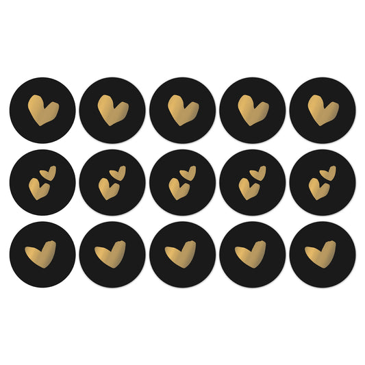 Stickers solo hearts, black/gold