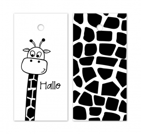 Label Hello Giraffe - black/white