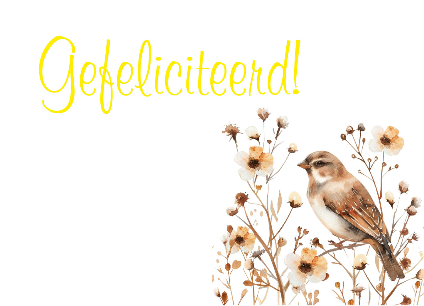 Kaart - FG Gefeliciteerd vogel | goudfolie