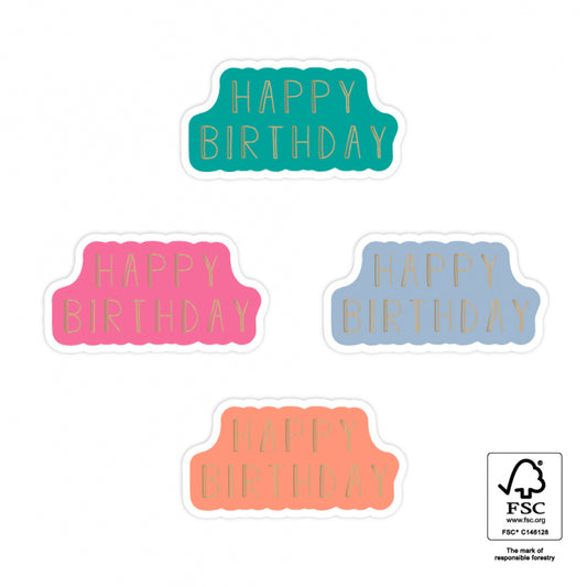 Stickers happy birthday | pink/orange/light blue/green