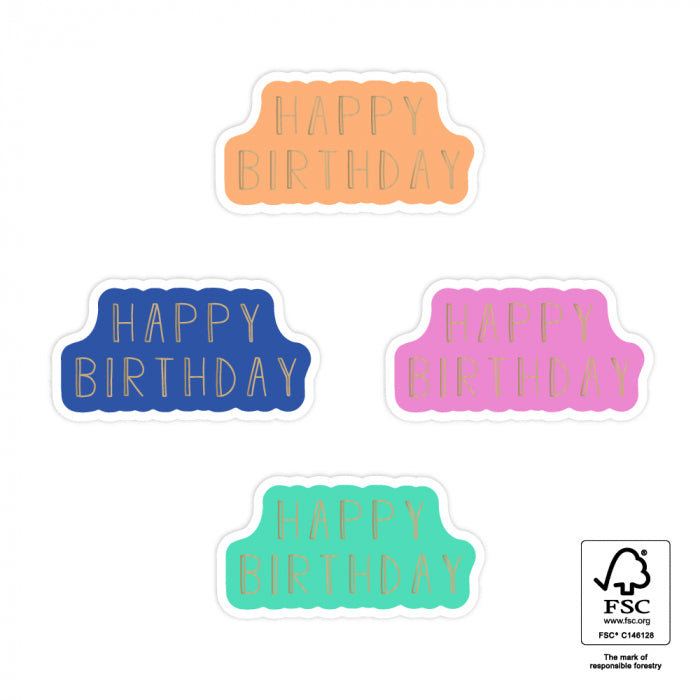 Stickers happy birthday | pink/orange/mint/dark blue