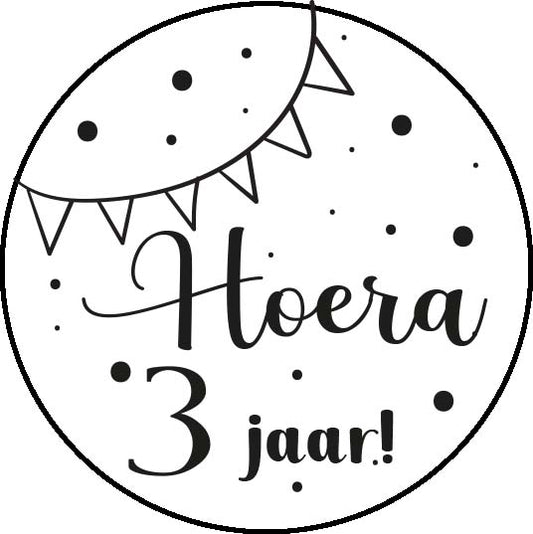 Aufkleber Hurra 3 Jahre 