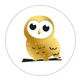 Stickers owl gold foil 