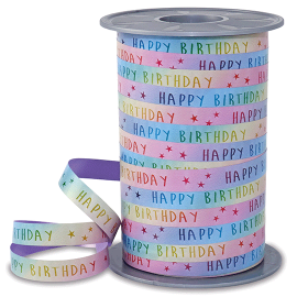 Curling Ribbon Happy Birthday | Pastel