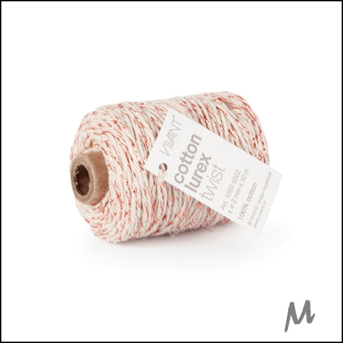 Lurex cord – cream/pink