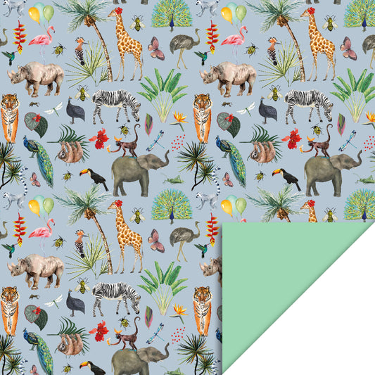 Gift wrapping paper Jungle - Blue/mint 70cm