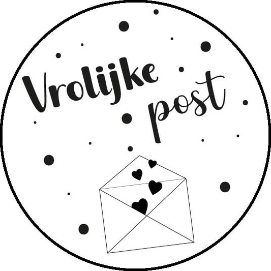 Stickers vrolijke post wit/zwart FG